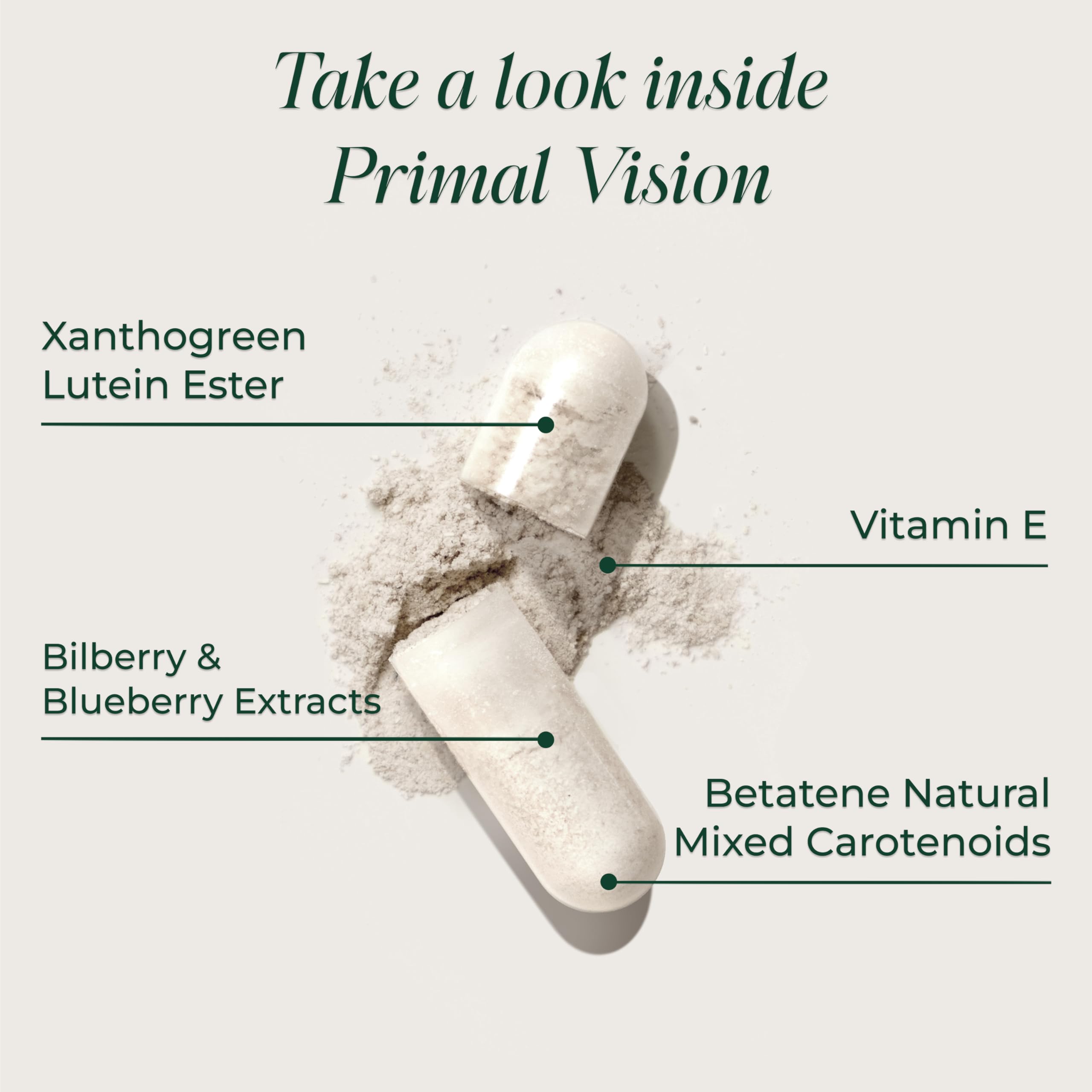 Primal Vision capsules closeup shows easy-to-swallow form