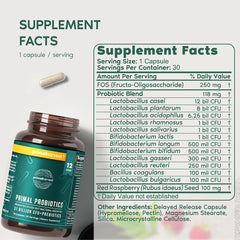 Primal Harvest Probiotics capsules close-up, easy to swallow