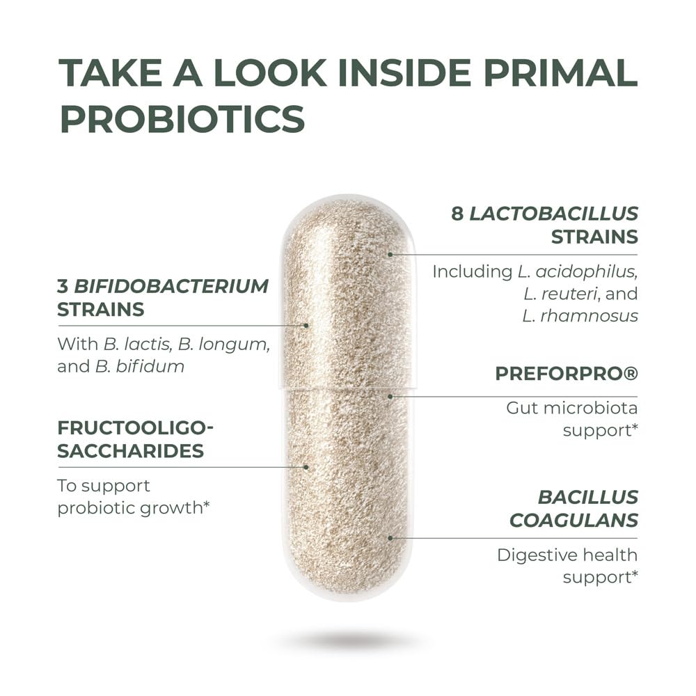 Primal Harvest Probiotics shelf-stable packaging for pantry storage.