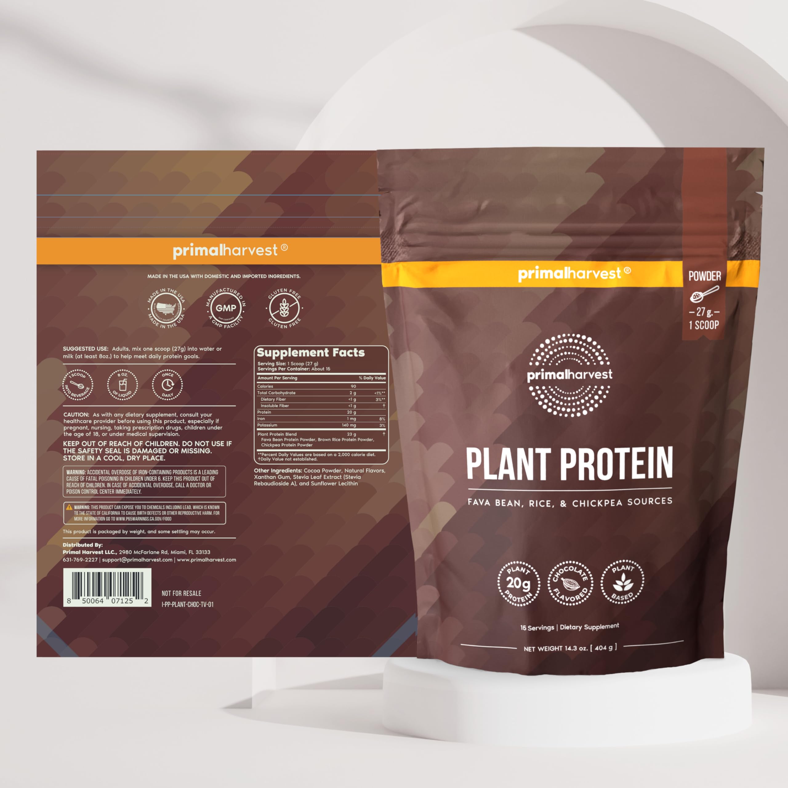 Primal Harvest gluten-free soy-free protein powder scoop close-up.