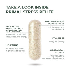 Primal Harvest stress relief bottle shown with clear label.