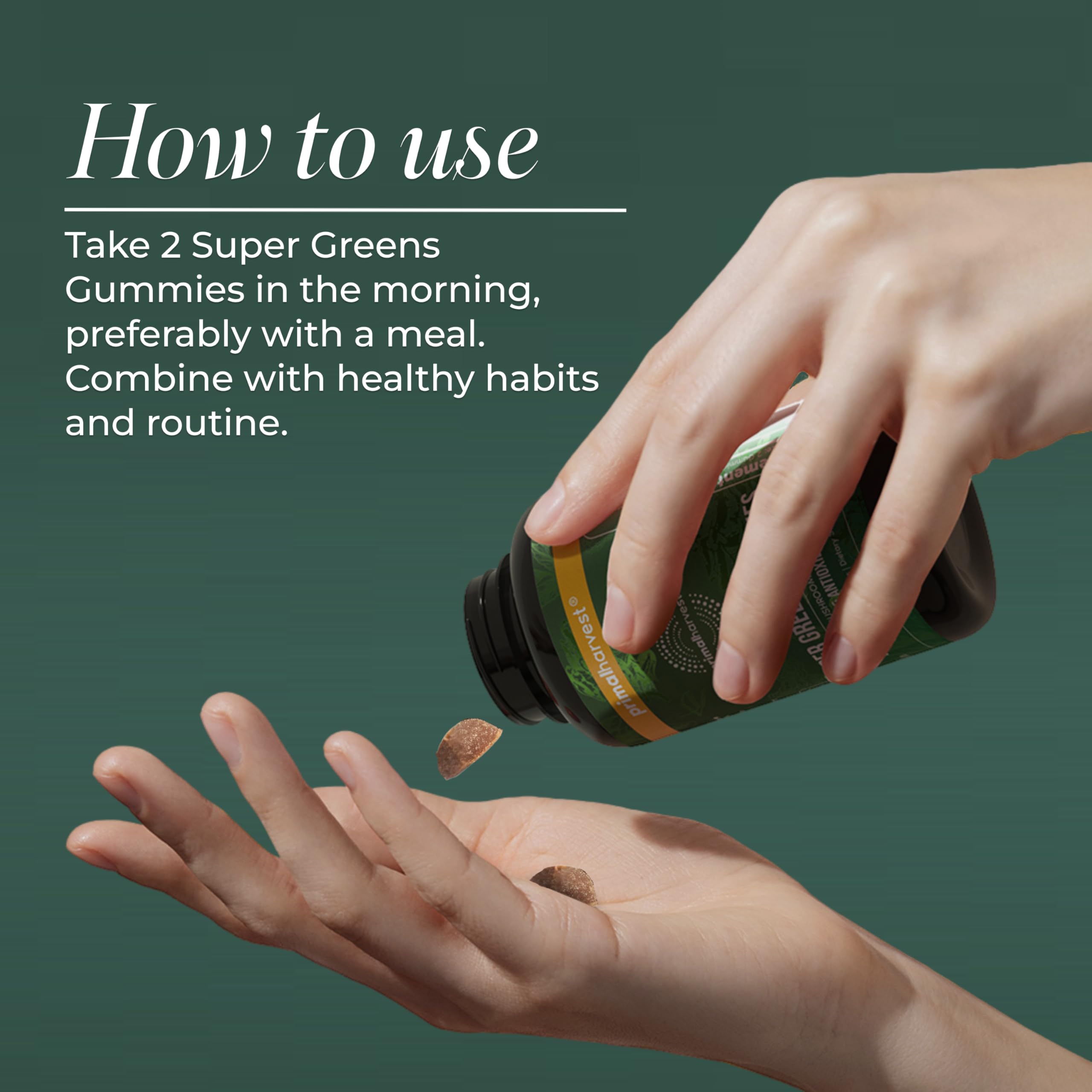 Gummy texture and natural colors emphasize vegan, gluten-free, dairy-free and soy-free formula
