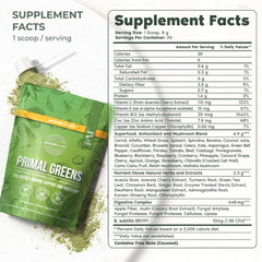 Glass with mixed Primal Greens powder for an easy-to-mix beverage