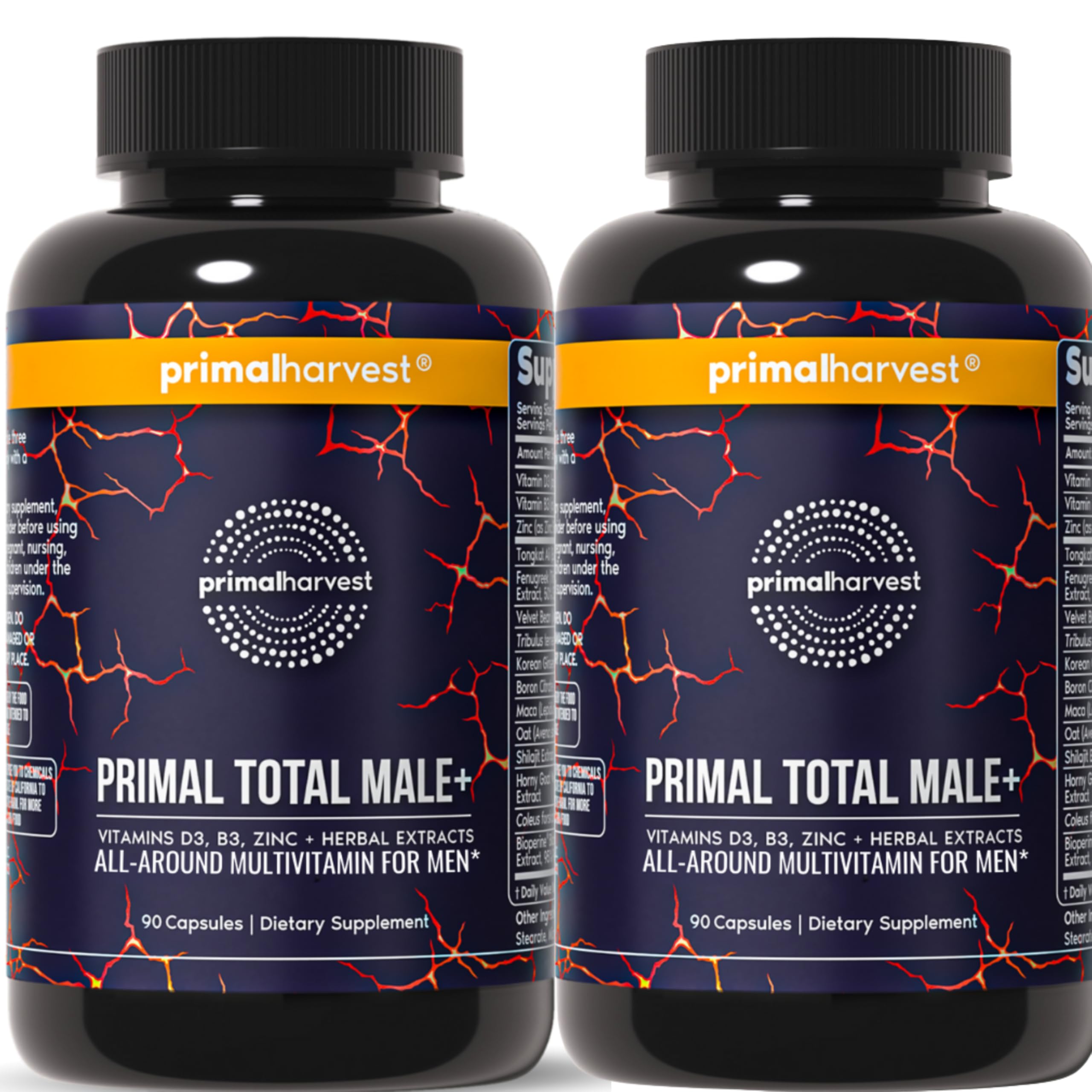 Primal Harvest Total Male+ bottle front view highlighting simple daily supplement.