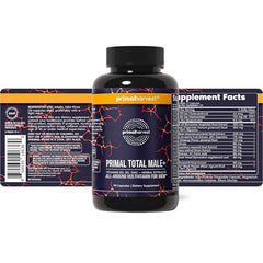 Primal Harvest Total Male+ label closeup reveals key nutrients.