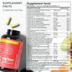 Primal Harvest Women+ bottle back label with ingredients and dosage information