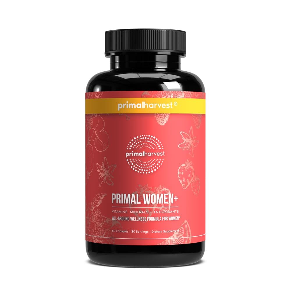Primal Harvest Women+ bottle front view for daily wellness support
