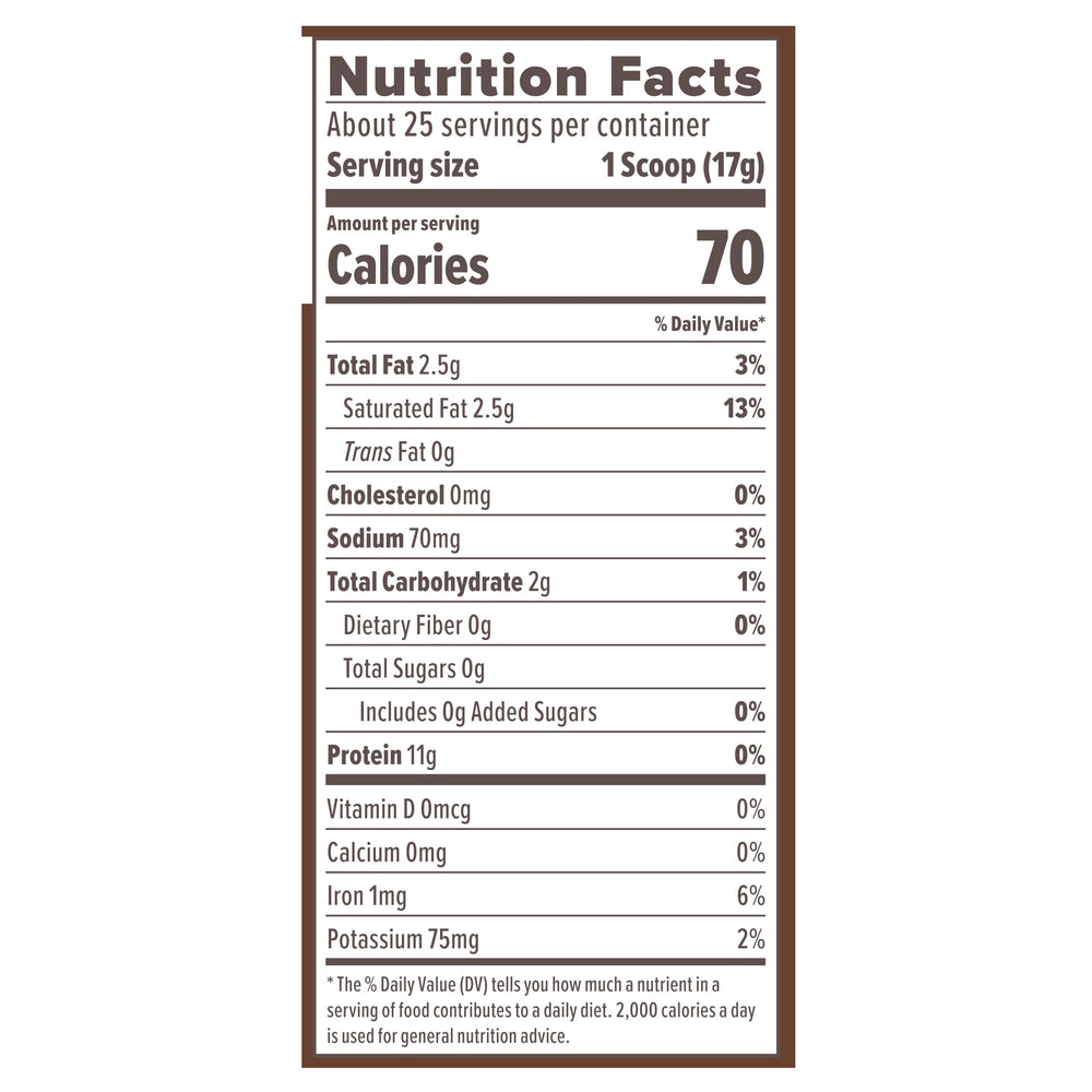 Scoop beside Primal Kitchen tub for quick chocolate coconut collagen servings.