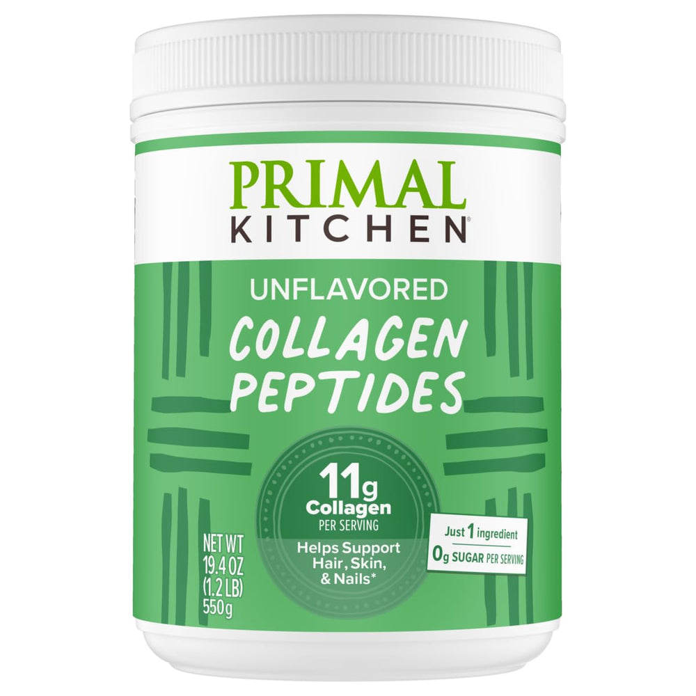 Primal Kitchen Collagen Peptides bottle with label for daily use in beverages