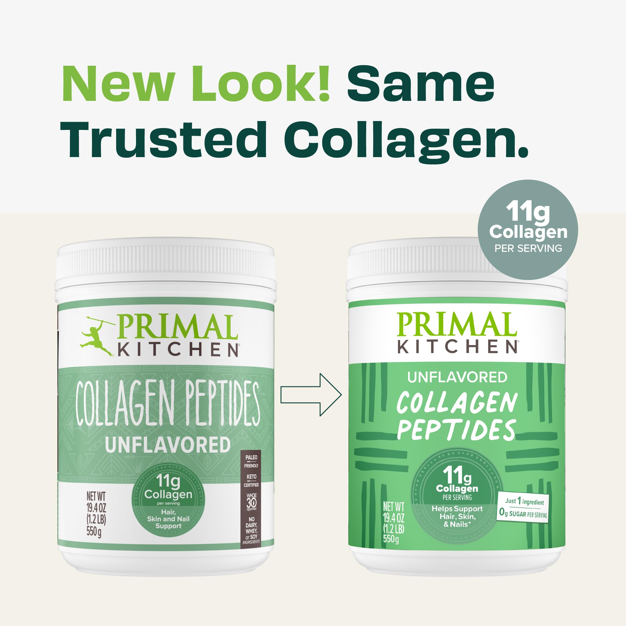 Primal Kitchen collagen peptides in coffee illustrate simple mixing