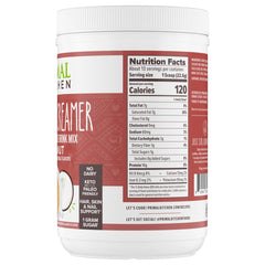 Primal Kitchen Hazelnut Collagen Creamer in a coffee mug for hot or cold beverages