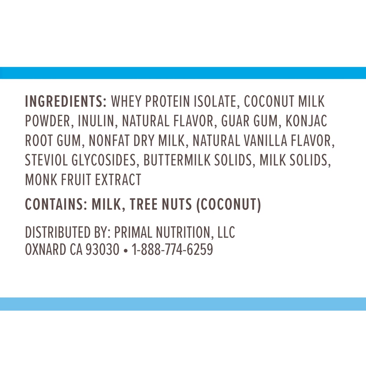 Close-up of Primal Kitchen Primal Fuel bag label with clean ingredients.