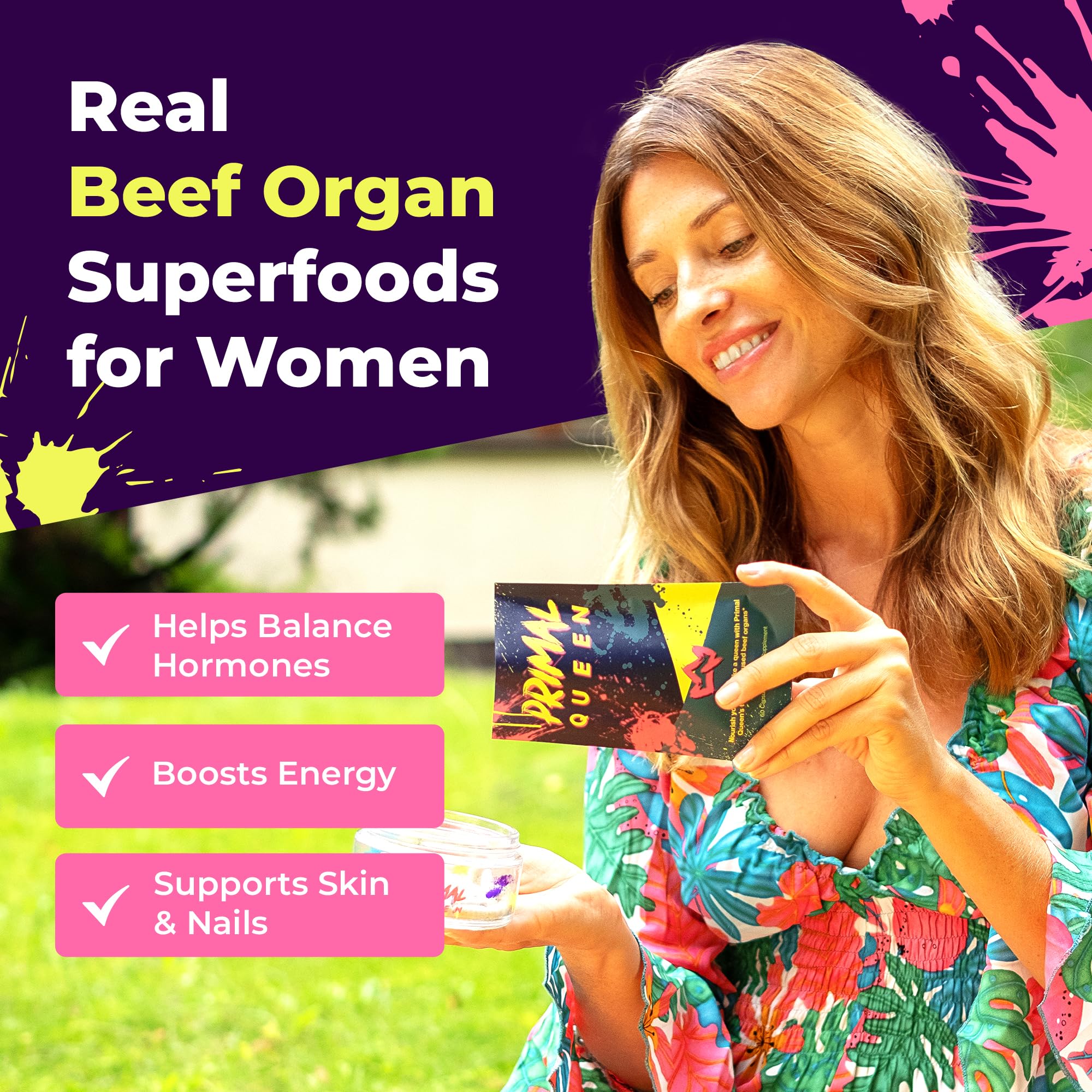 Primal Queen beef heart capsules designed for comprehensive daily nourishment.