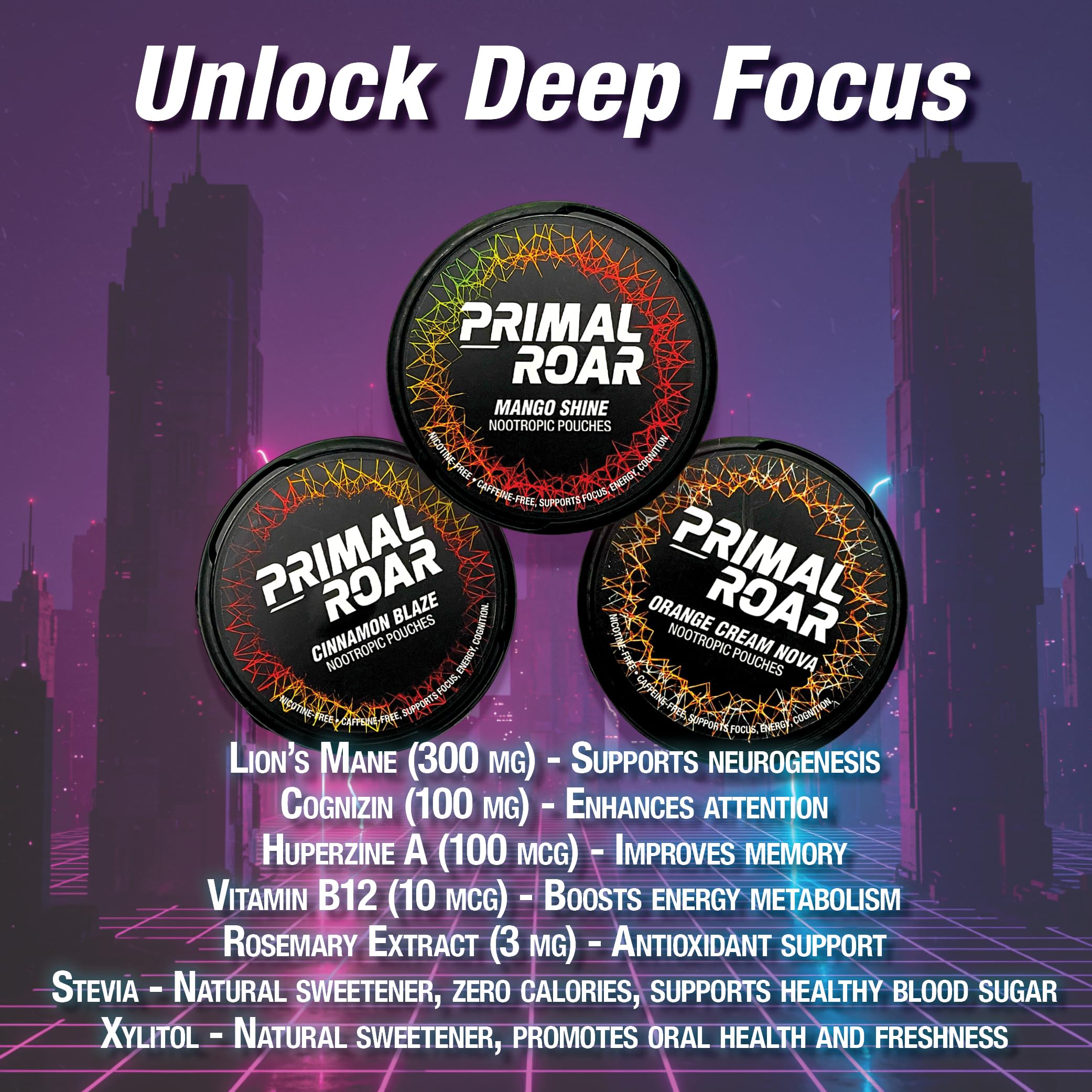 Primal Prelude Roar pouches in hand demonstrating discreet, mess-free use.