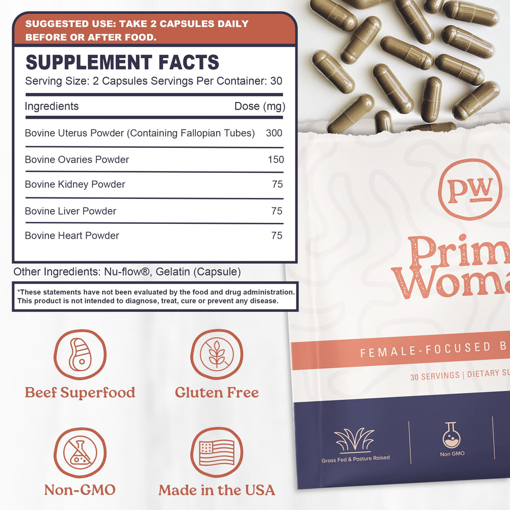 Primal Woman pasture raised beef origin suggests high quality sourcing.