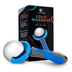 Prime Fitness Cold Massage Roller Ball blue close-up highlighting refreshing cryotherapy.