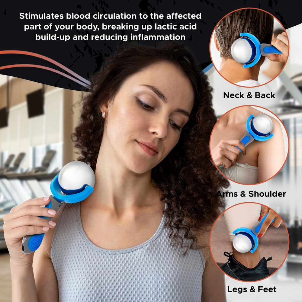 Prime Fitness ice roller ball with smooth bearings enables deep tissue relief.