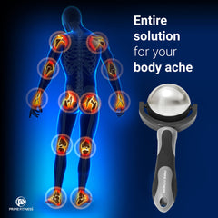 Prime Fitness Cold Massage Roller Ball in use on neck for soothing relief.