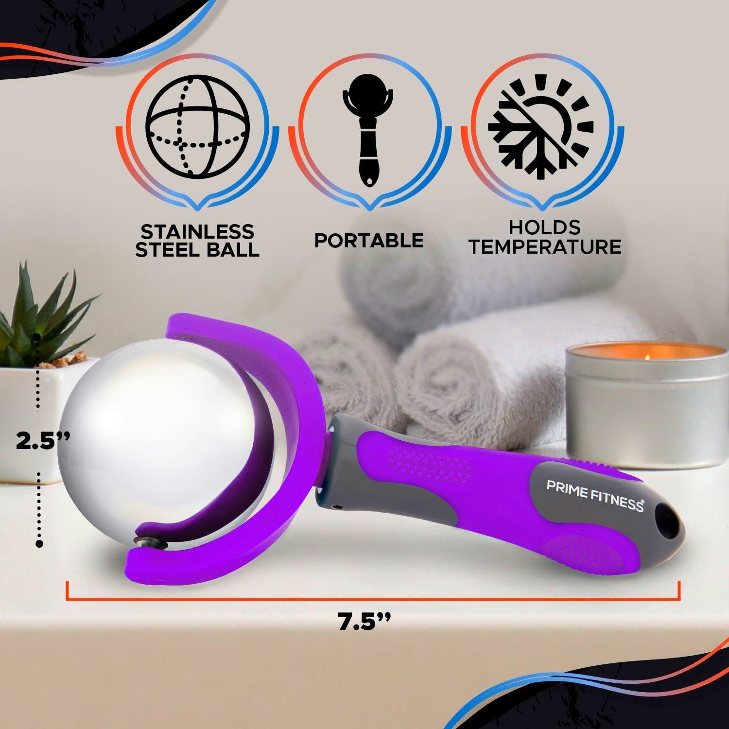 PRIME Fitness stainless steel massage ball designed for longevity.