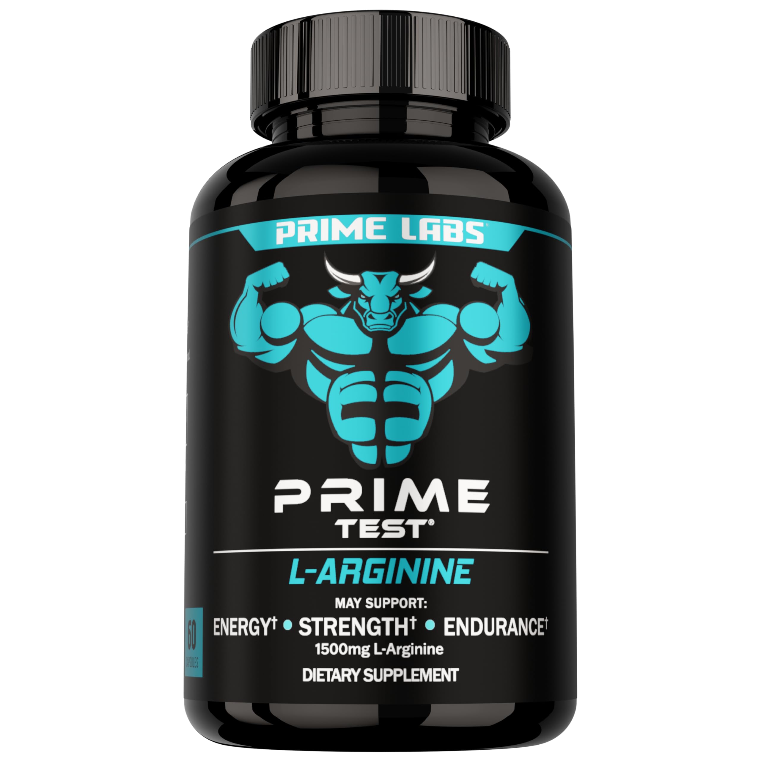 Prime Labs L Arginine 1500mg bottle for easy daily blood flow support.