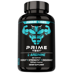 Prime Labs L Arginine 1500mg bottle for easy daily blood flow support.