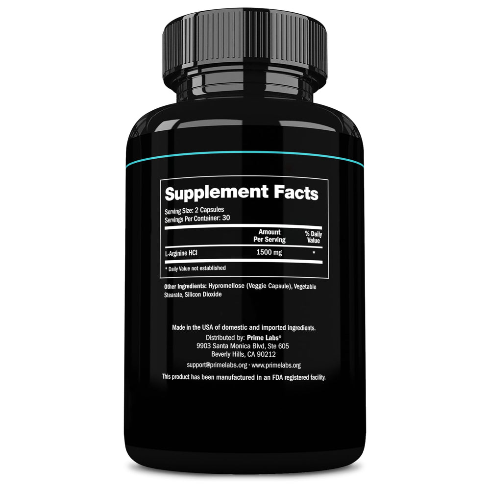 Prime Labs L Arginine 1500mg packaging in a no2-boost context.
