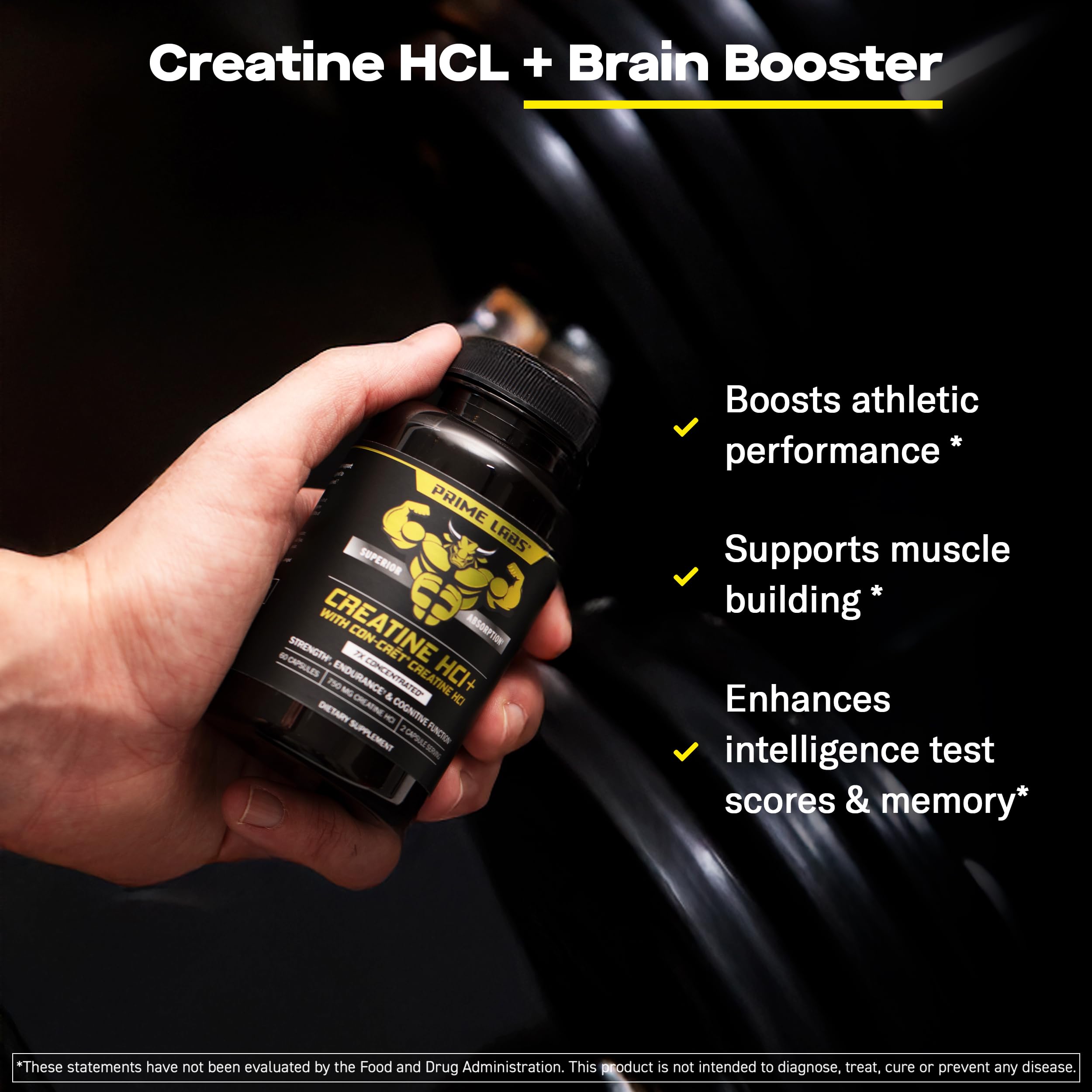 Prime Labs Creatine HCl capsules pour demonstrates easy daily dosing for training days