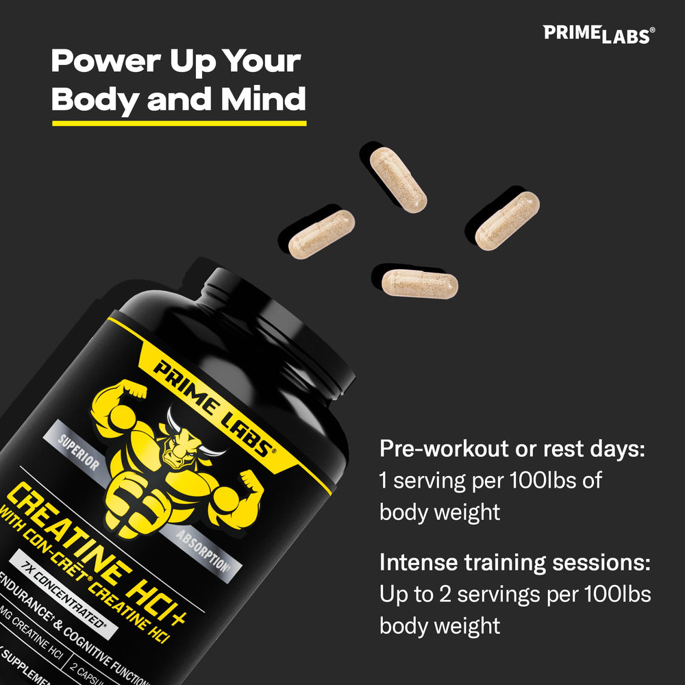Prime Labs Creatine HCl capsules with L-Theanine for focused energy