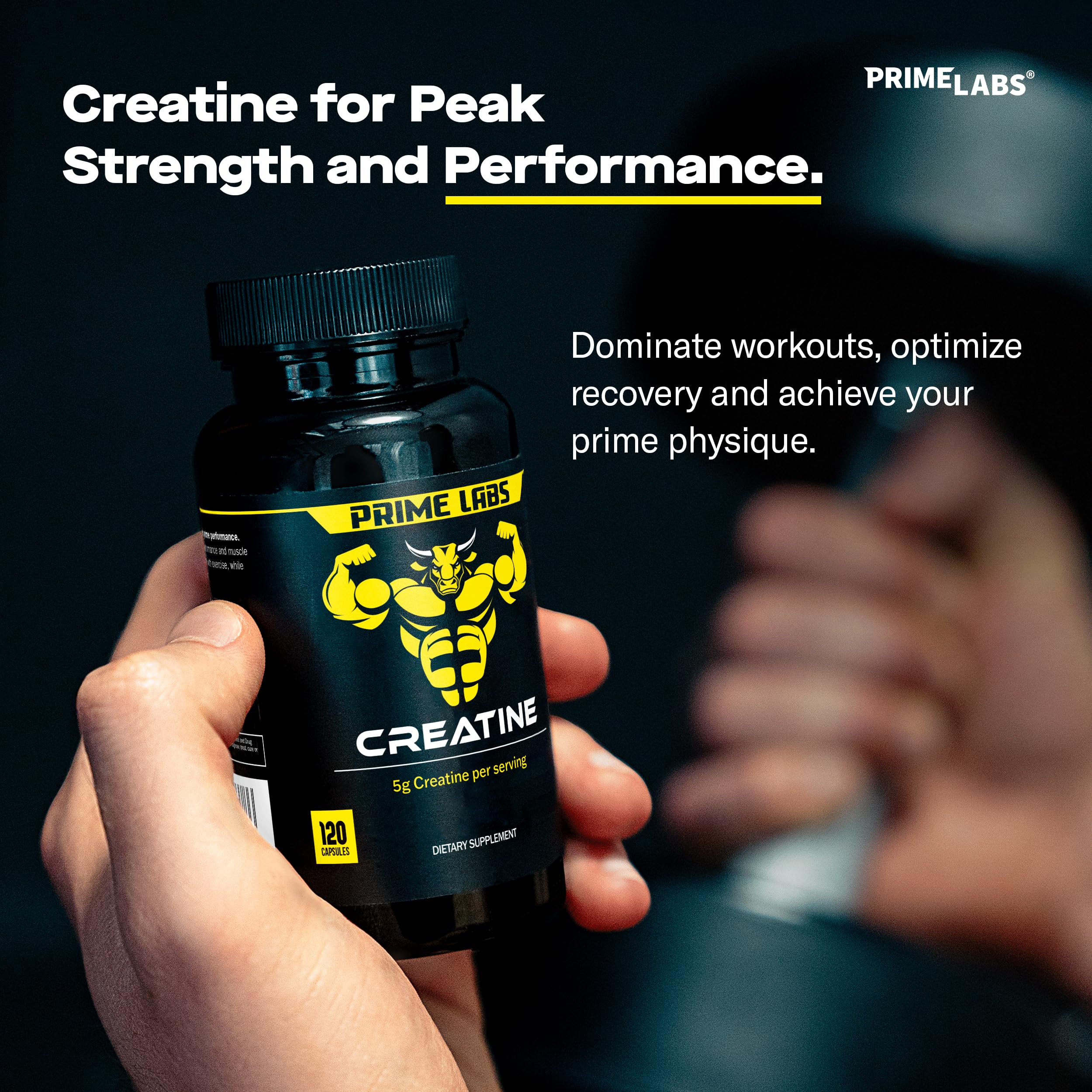 Prime Labs creatine monohydrate capsules pour into glass after workouts