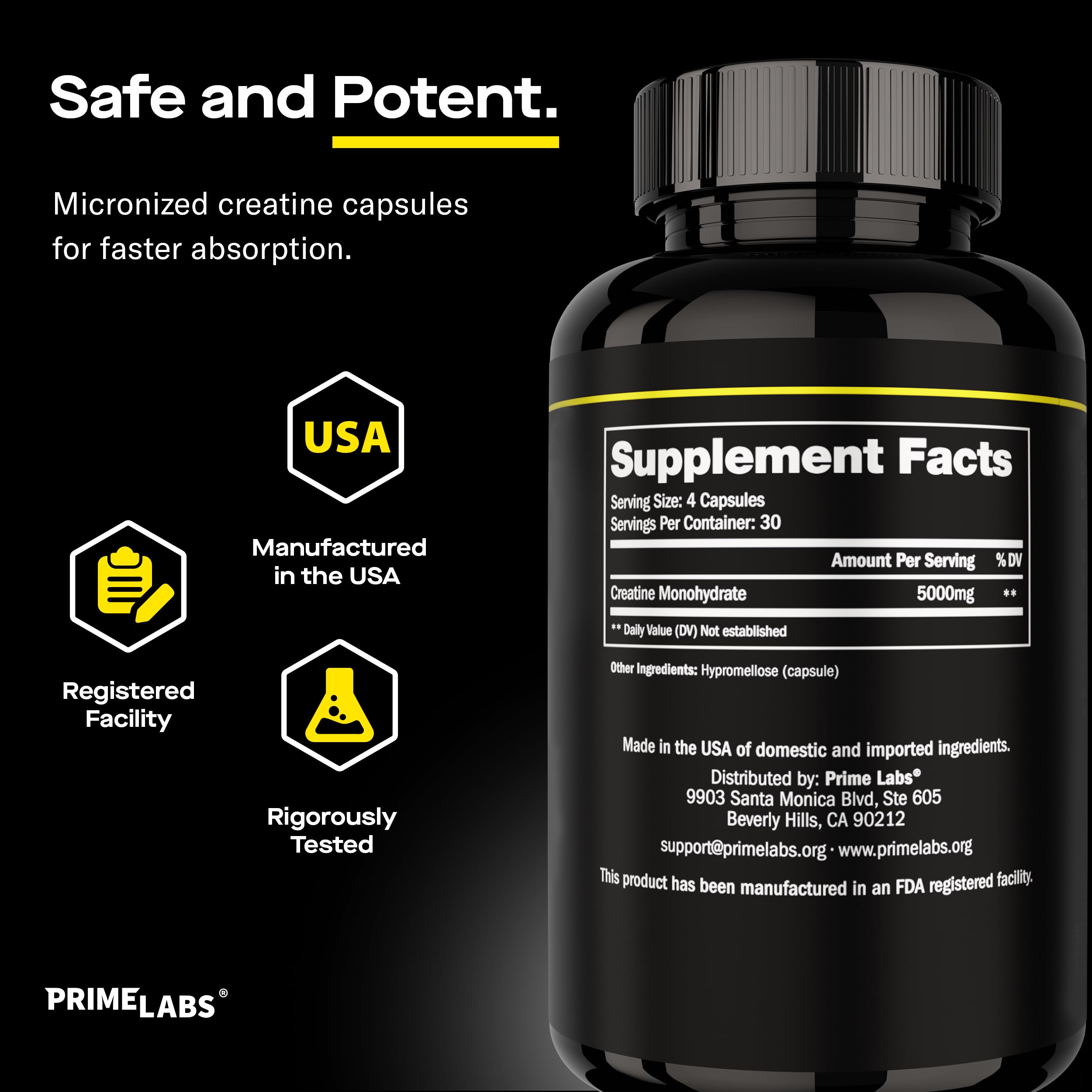 Bottle with water during training, Prime Labs capsules for convenient hydration