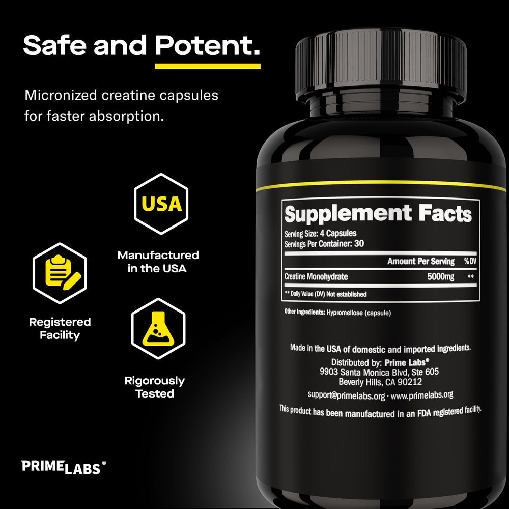 Bottle with water during training, Prime Labs capsules for convenient hydration