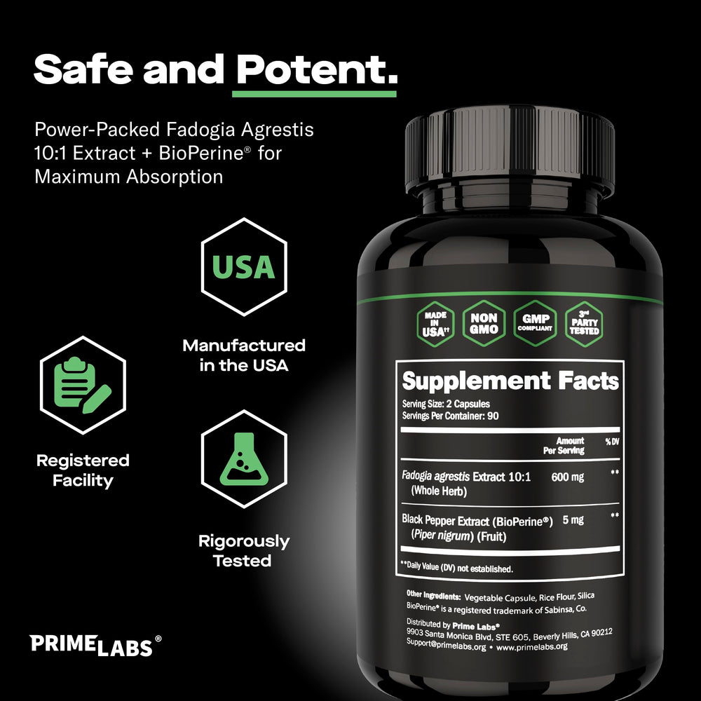 Prime Labs Fadogia Agrestis 180-capsule bottle packaging