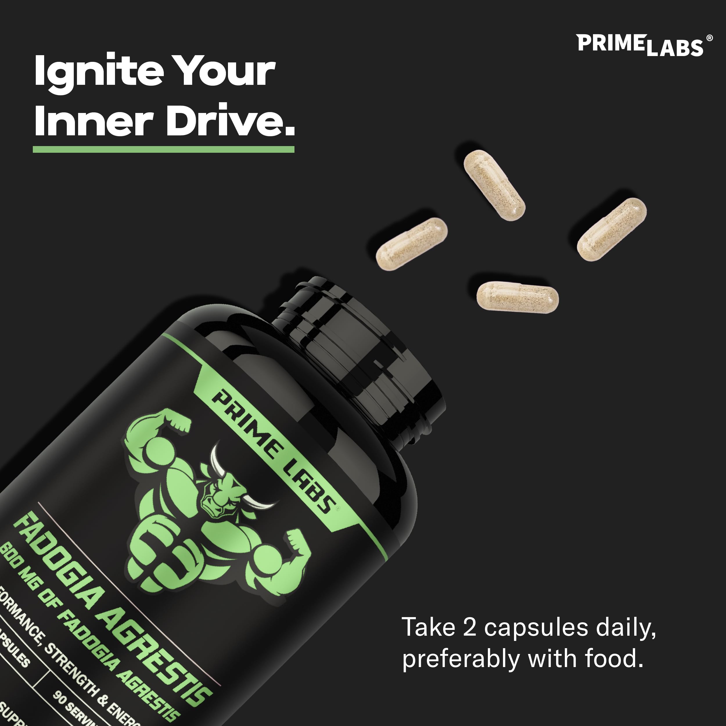 Back label shows ingredients for Prime Labs Fadogia Agrestis