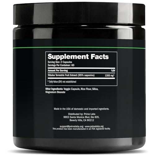 Prime Labs Tribulus Terrestris 1300mg potencia el rendimiento en gimnasio.