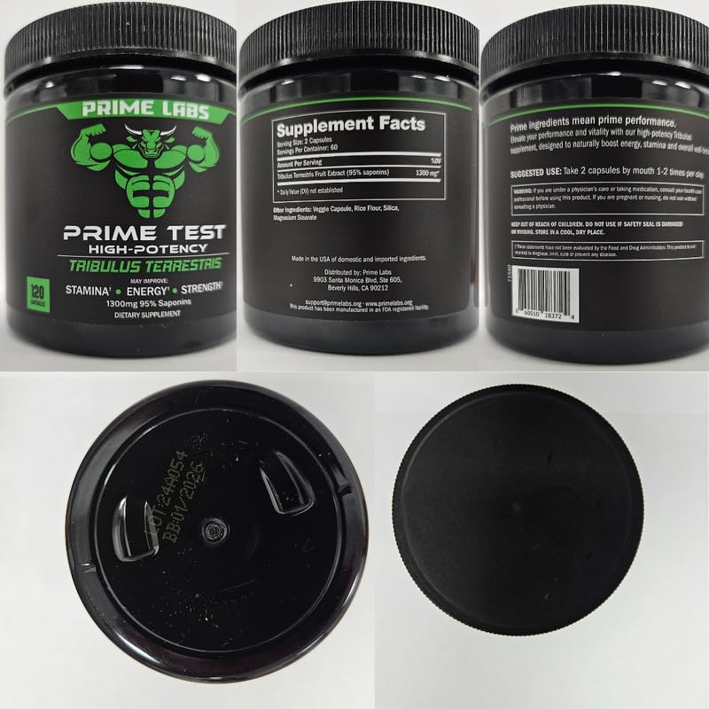 Prime Labs Tribulus Terrestris 1300mg apto para uso en casa y gimnasio.