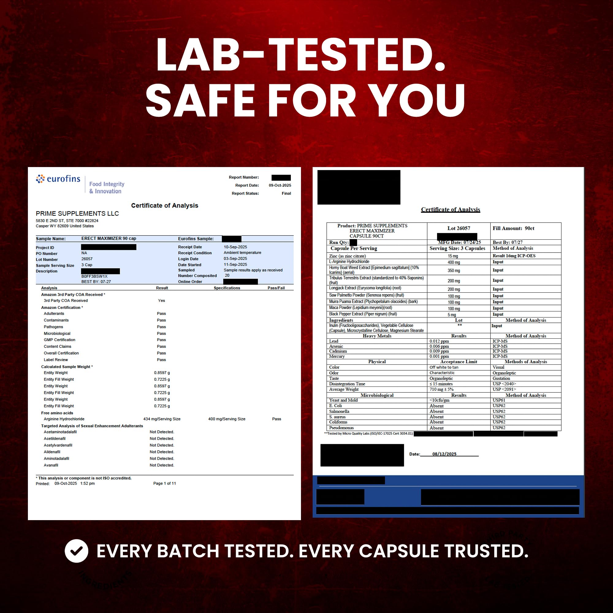 Prime Maximizers third-party-testing-stamp reassures quality verification.