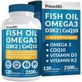 PrimeMD 4-in-1 Omega-3 Fish Oil with D3, K2 & CoQ10 – Lemon Flavor (120 Softgels)