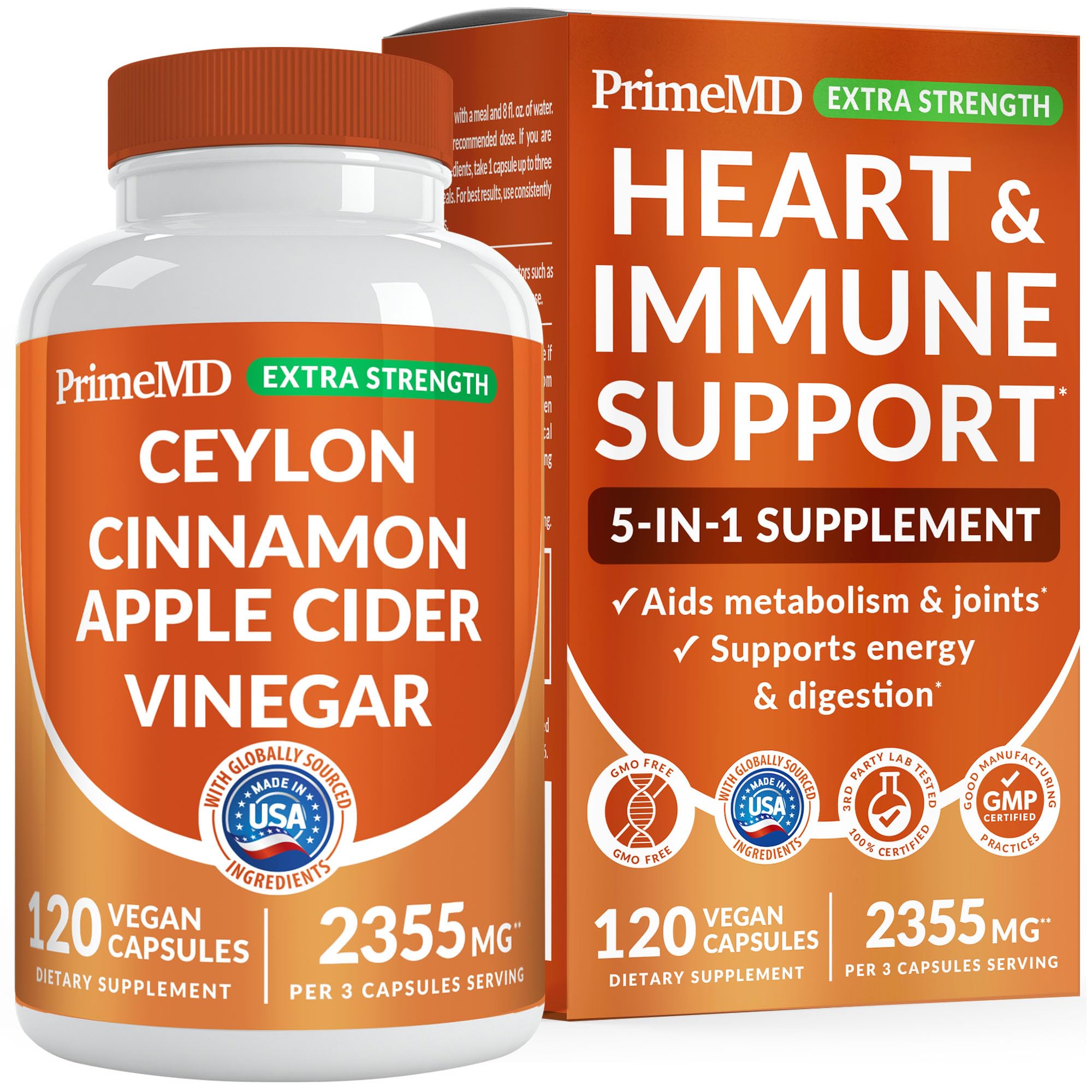 PrimeMD 5-in-1 Cinnamon bottle view for convenient daily metabolism support.