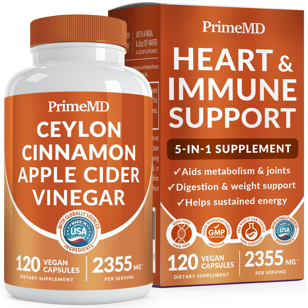 PrimeMD 5-in-1 Ceylon Cinnamon capsules bottle front for daily wellness