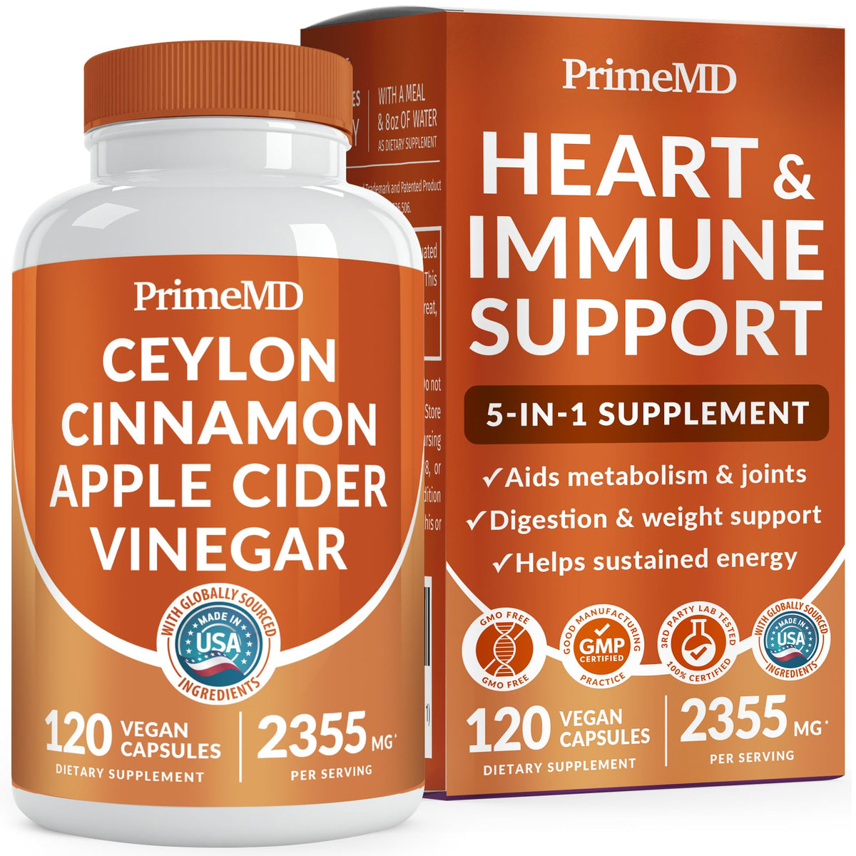 PrimeMD 5-in-1 Ceylon Cinnamon capsules bottle front for daily wellness