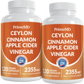 PrimeMD 5-in-1 Cinnamon Capsules 2355mg with Apple Cider Vinegar, Turmeric, Panax Ginseng & Bioperine – 120 Count Pack of 2
