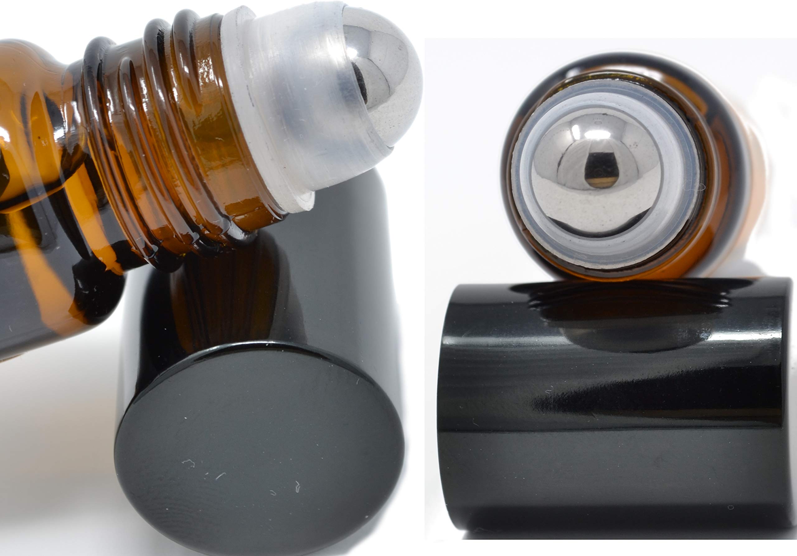 Prime Natural amber glass bottle with metal roller enables easy application.