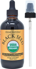 Prime Natural Black Seed Oil bottle with dropper showing rich amber liquid for daily wellness.