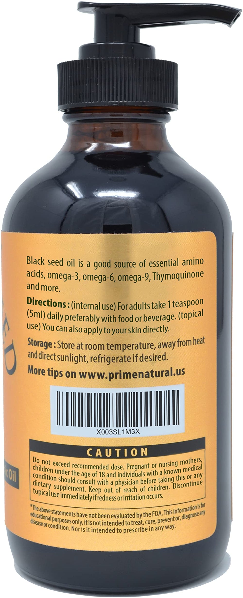 PRIME NATURAL Black Seed Oil glass dropper enables precise daily dosing