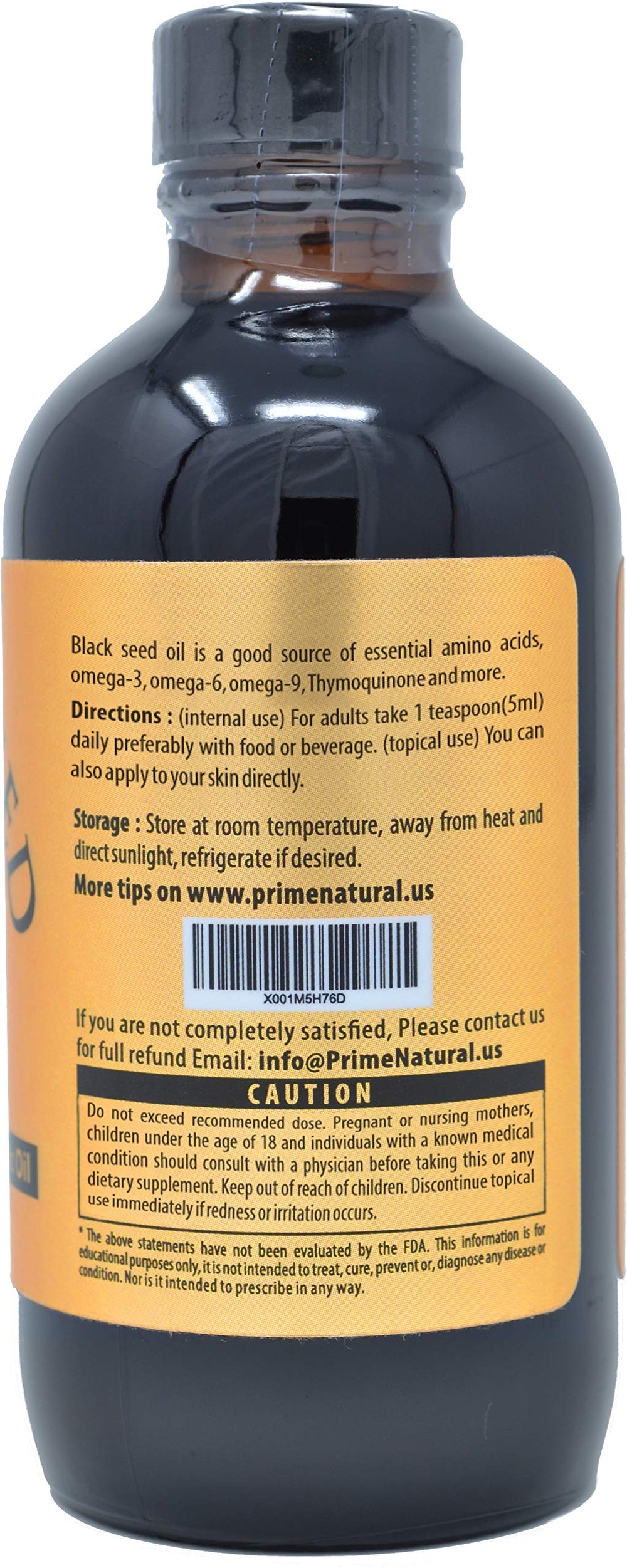 Close-up of amber bottle highlighting 1.7% thymoquinone potency for potential daily use.