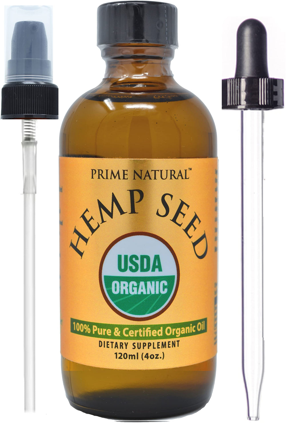 Prime Natural Hemp Seed Oil 4oz bottle for daily skincare.