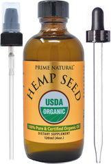 Prime Natural Hemp Seed Oil 4oz bottle for daily skincare.