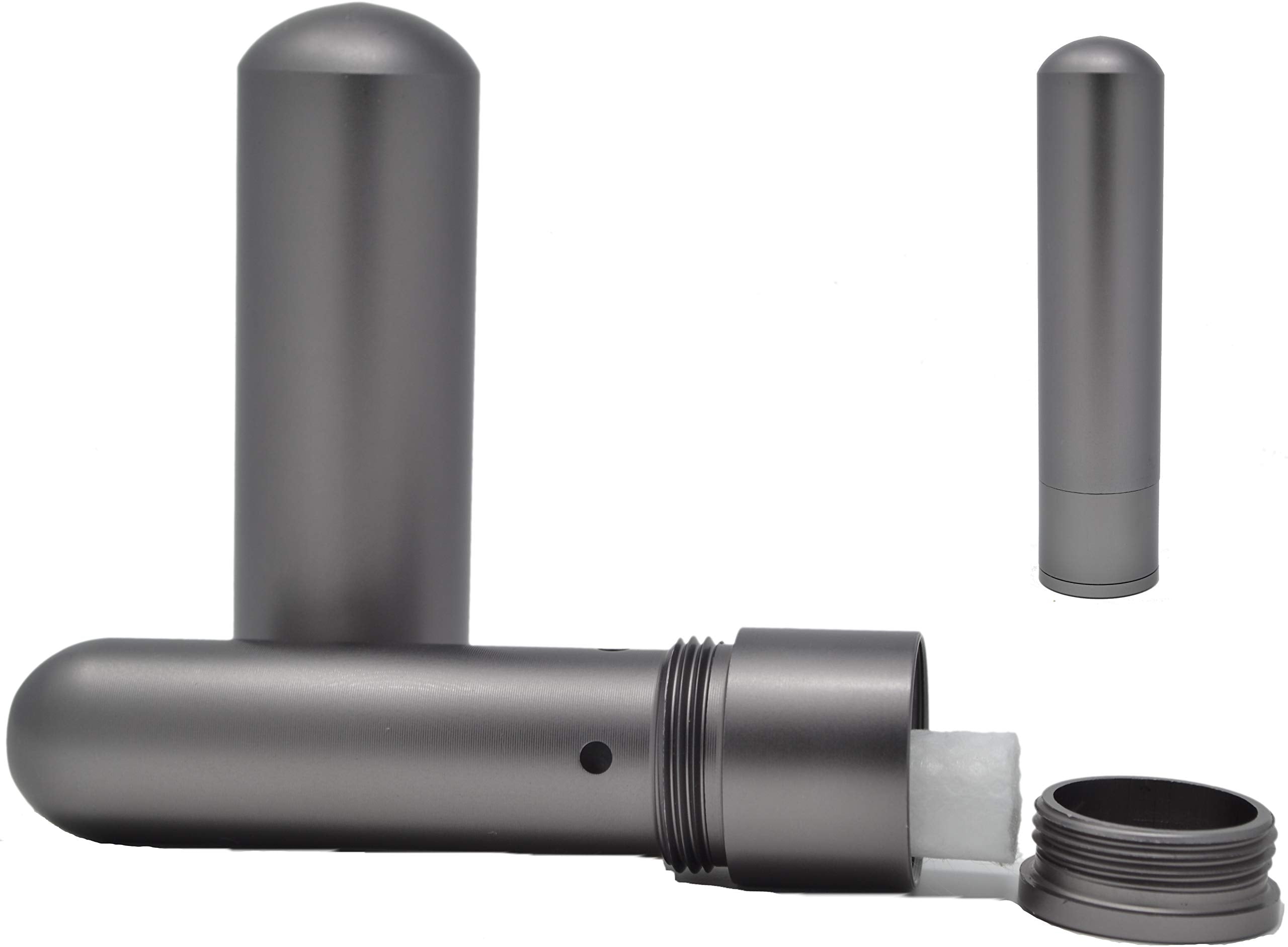 Prime Natural inhaler cap closeup space gray highlights secure lid and premium finish.