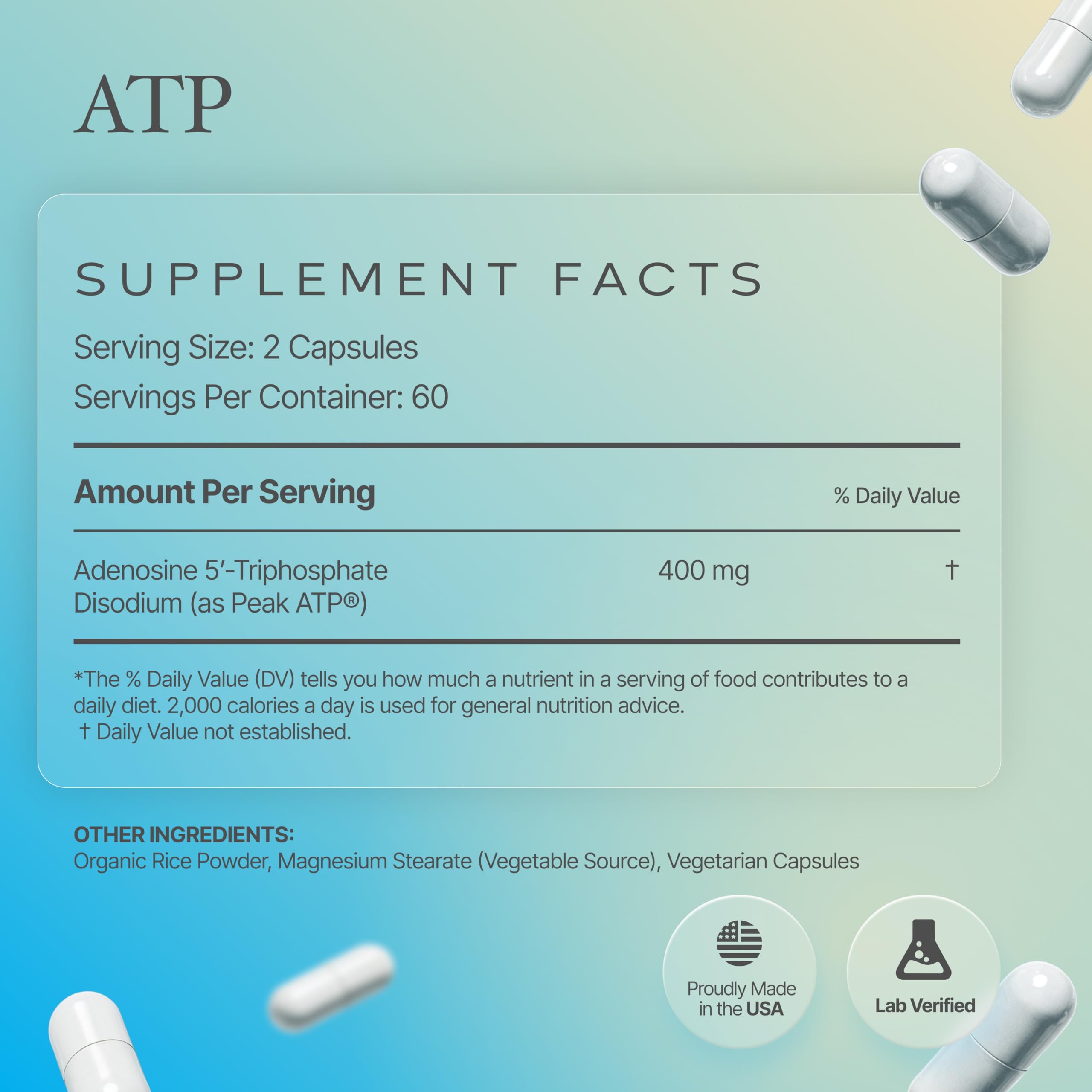 Prime Powders ATP Capsules made in USA stamp signals quality
