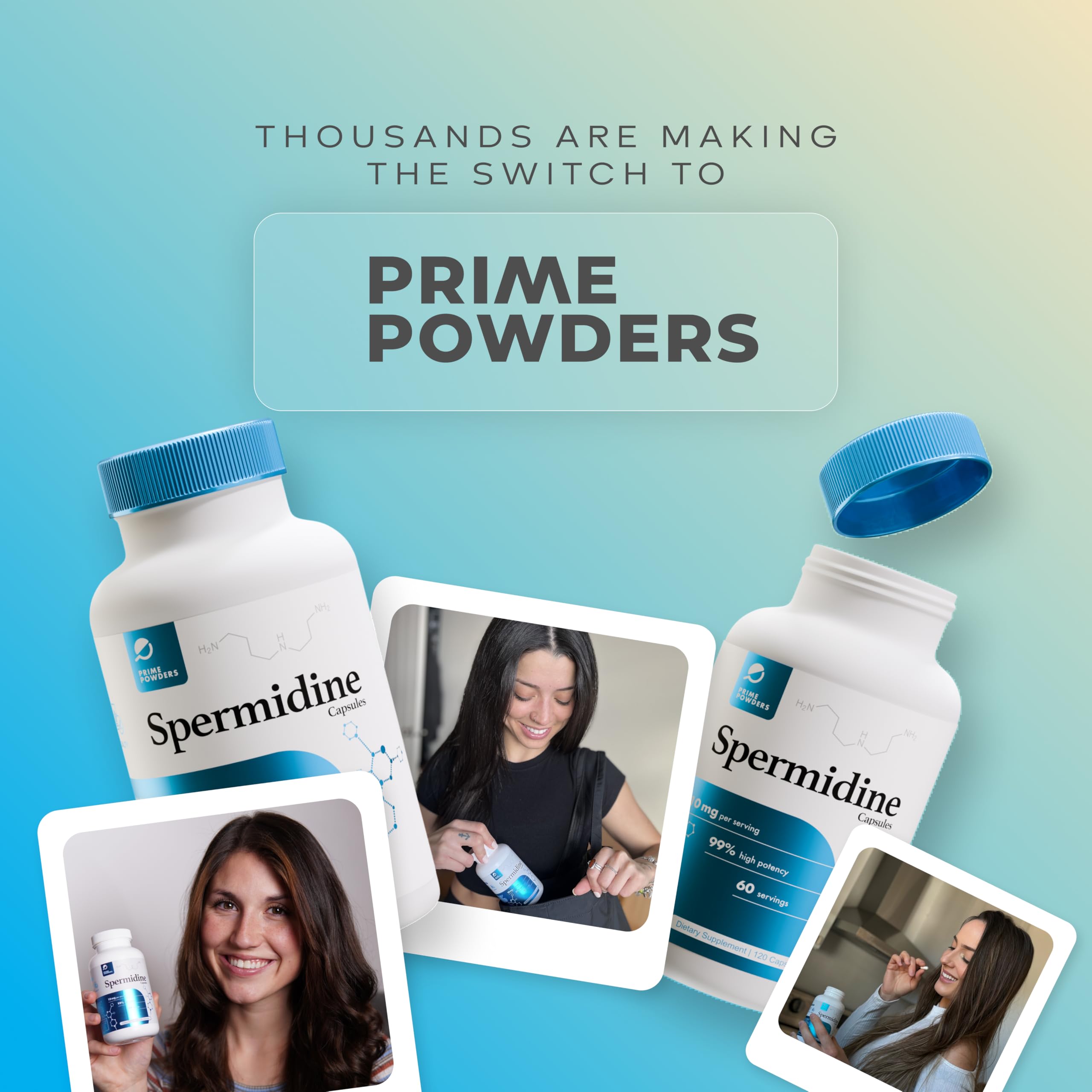 Prime Powders Spermidine packaging on a clean counter, easy daily integration.